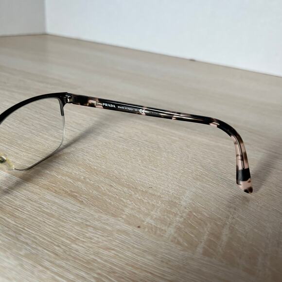 Prada VPR61X ROU-1O1 Eyeglasses Black Brown Havana Half Rim 54-17-145 Italy - Picture 6 of 9